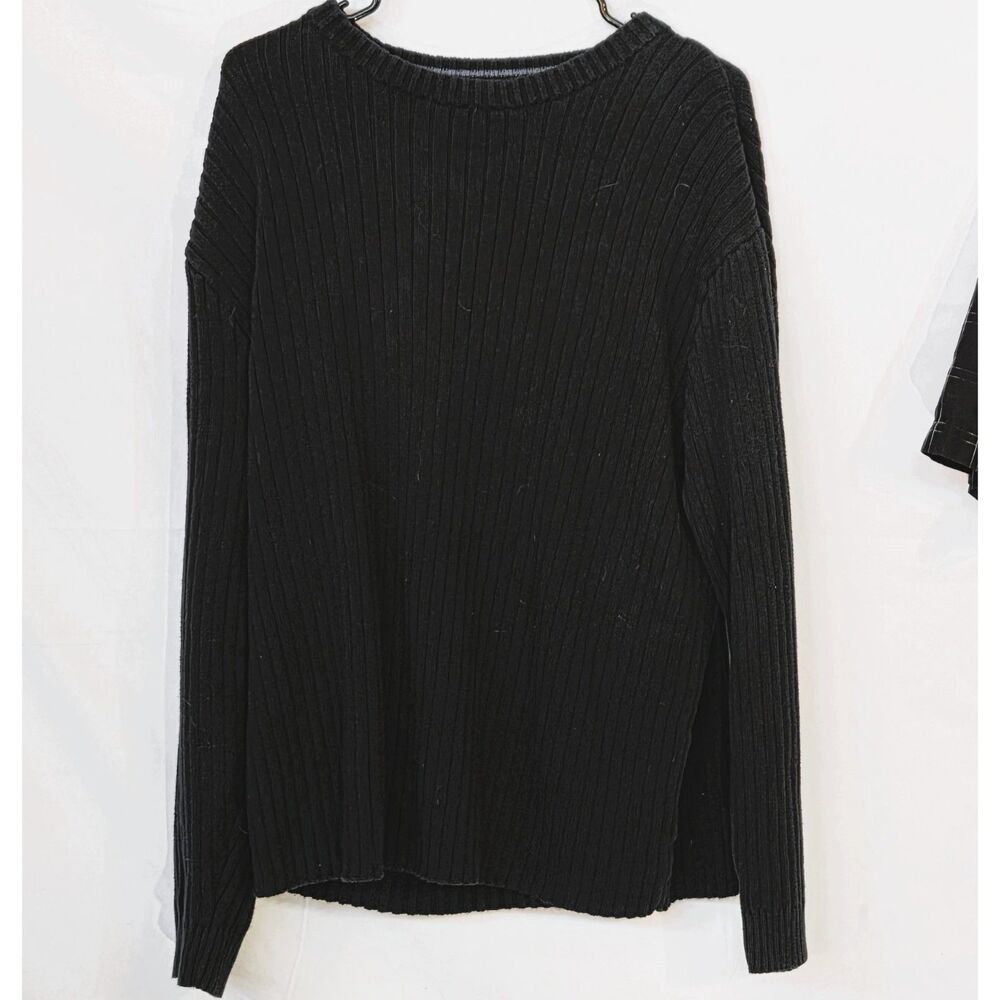High Sierra Vintage Black Ribbed Knit Crewneck Pullover Sweater Mens XL